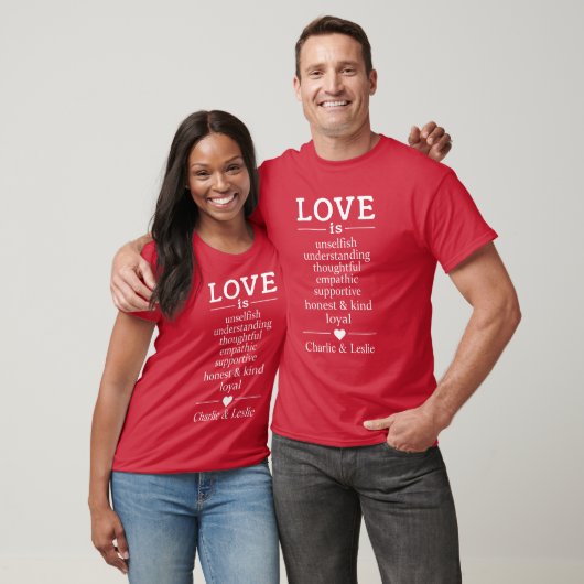 Liefde Is ...aangepaste namen & datum shirten & ja T-shirt (Unisex)