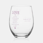 Liefde Is ... aangepaste namen & datum Wijnglas Zonder Voet (Links)