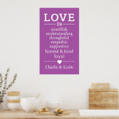 Liefde is ... aangepaste namen en kleuren-poster poster (Keuken)