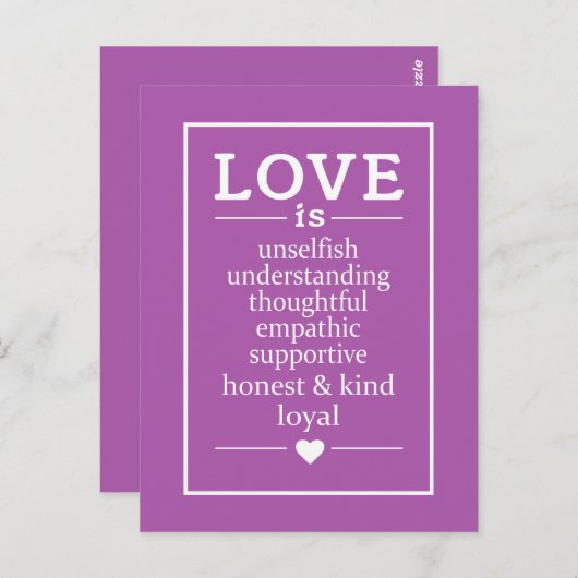 Liefde is ... aangepaste tekst- en kleurentellingk briefkaart (Voorkant / Achterkant)