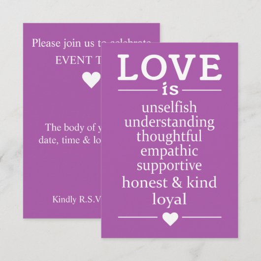 Liefde is ... aangepaste uitnodigingen (Voorkant / Achterkant)