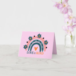 LIEFDE IS AARDIG KLEUR ROZE BOHO REGENBOOG VALENTI KAART