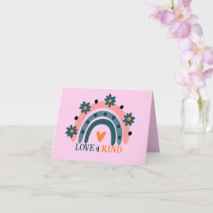 LIEFDE IS AARDIG KLEUR ROZE BOHO REGENBOOG VALENTI KAART