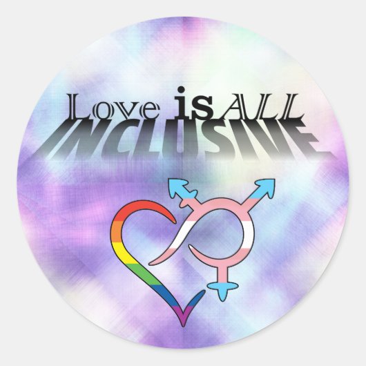 Liefde is all inclusive ronde sticker (Voorkant)