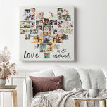Liefde is allemaal rond de vorm van het hart 36 Fo Canvas Afdruk<br><div class="desc">Creëer uw eigen hart Foto Collage met 36 favoriete foto's en selfies. De fotocollage omvat een verscheidenheid van landschap, portret en vierkante vormen om u overvloed van opties te geven wanneer het plaatsen van uw eigen foto. Het ontwerp is volledig met "de Liefde is allen rond"die in elegante handgeschreven manuscripttypografie...</div>