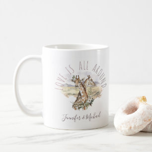 Liefde is allemaal rond Giraffes met namen Koffiemok