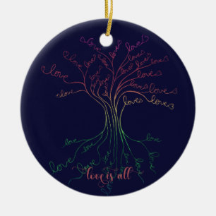 Liefde is Alles Boom des levens Marine Regenboog V Keramisch Ornament