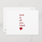 Liefde is alles wat je nodig hebt briefkaart (Voorkant / Achterkant)