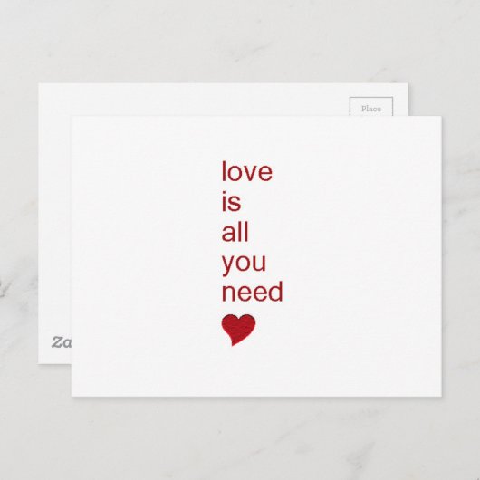 Liefde is alles wat je nodig hebt briefkaart (Voorkant / Achterkant)