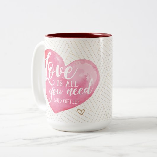 Liefde is alles wat je nodig hebt en koffie-Mok Tweekleurige Koffiemok (Voorkant links)