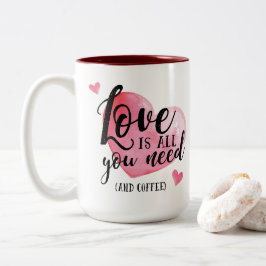 Liefde is alles wat je nodig hebt en koffie-Mok Tweekleurige Koffiemok
