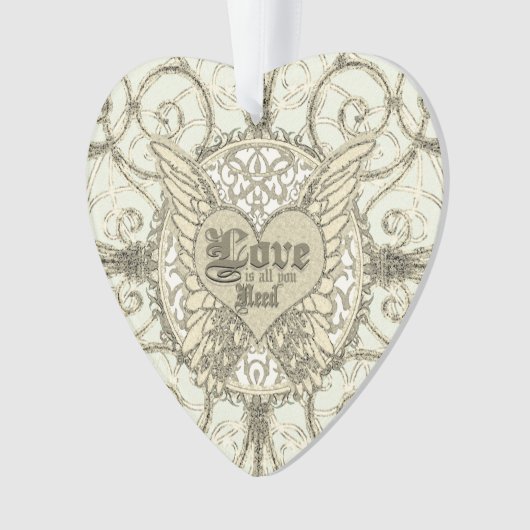 Liefde is alles wat je nodig hebt engelenvleugels  ornament (voorkant)