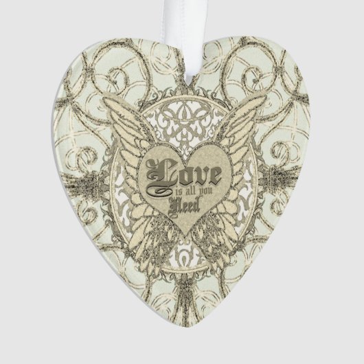 Liefde is alles wat je nodig hebt engelenvleugels  ornament (voorkant)