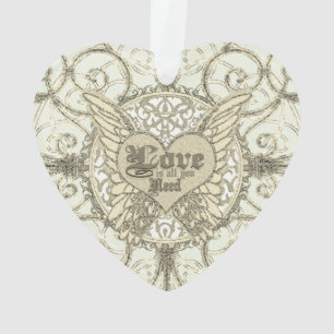 Liefde is alles wat je nodig hebt engelenvleugels  ornament