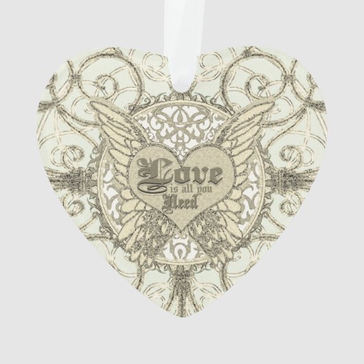 Liefde is alles wat je nodig hebt engelenvleugels  ornament (achterkant)