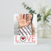 Liefde is alles wat je nodig hebt, koraalgrijze fo briefkaart (Staand voorkant)