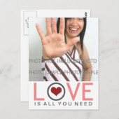 Liefde is alles wat je nodig hebt, koraalgrijze fo briefkaart (Voorkant / Achterkant)