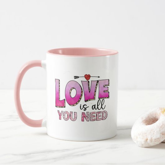 Liefde is alles wat je nodig hebt Mok - Valentijns (Met donut)