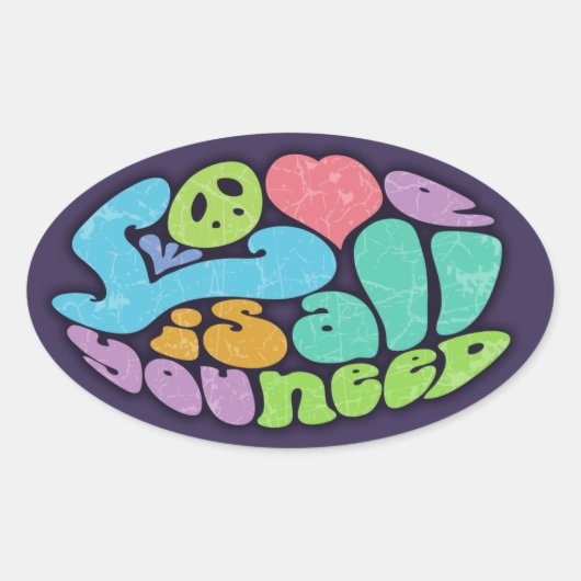 Liefde is alles wat je nodig hebt ovale sticker (Voorkant)