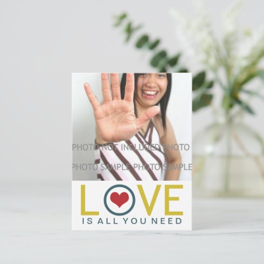 Liefde is alles wat je nodig hebt Yellow Blauwgroe Briefkaart (Staand voorkant)