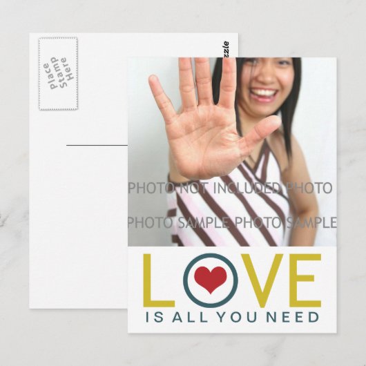 Liefde is alles wat je nodig hebt Yellow Blauwgroe Briefkaart (Voorkant / Achterkant)