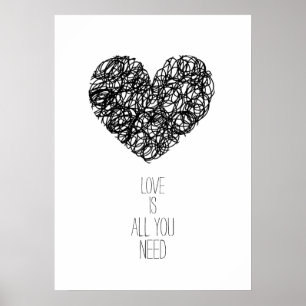 Liefde is alles wat je nodig hebt Zwarte Valentijn Poster