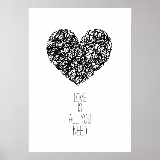 Liefde is alles wat je nodig hebt Zwarte Valentijn Poster (Voorkant)