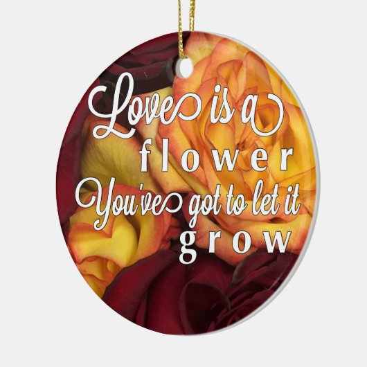 Liefde is als een bloem keramisch ornament (Links)