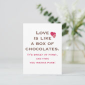Liefde is als een doos chocolade briefkaart (Staand voorkant)