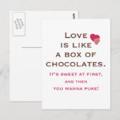 Liefde is als een doos chocolade briefkaart (Voorkant / Achterkant)