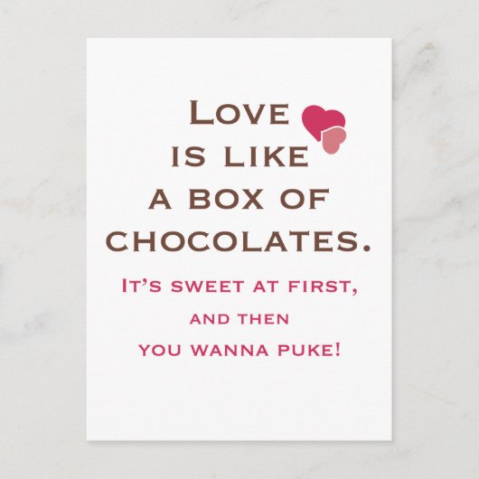 Liefde is als een doos chocolade briefkaart (Voorkant)