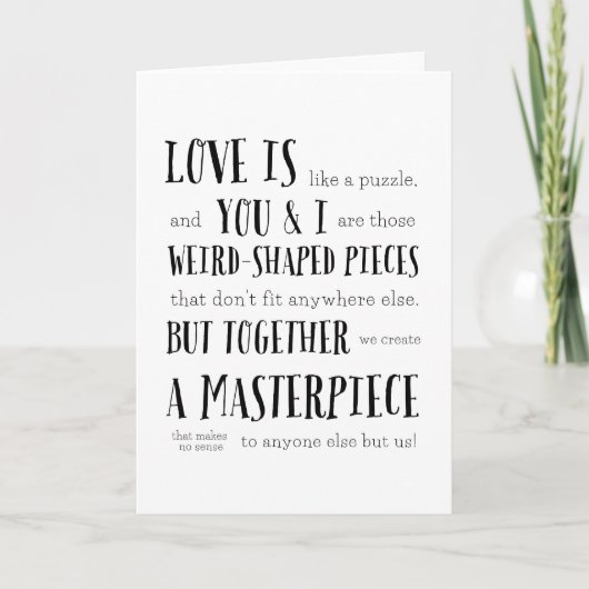 Liefde is als een puzzel & we creëer een meesterwe kaart (Voorkant)