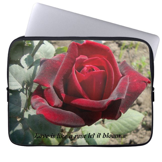 Liefde is als een roos computer sleeve. laptop sleeve (Voorkant)