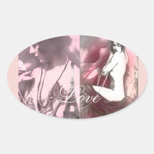 Liefde is als een wild roos ovale sticker (Voorkant)