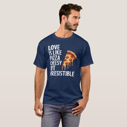 Liefde is als pizza grappig t-shirt (Voorkant volledig)
