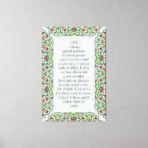 Liefde is altijd geduldig en aardig. Het is nooit  Canvas Afdruk