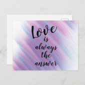 Liefde is altijd het antwoord Paarse Quote Blank Briefkaart (Voorkant / Achterkant)