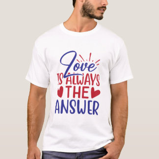Liefde is altijd het antwoord Patriottisch rood-bl T-shirt