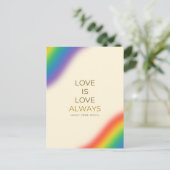Liefde is altijd minimalistische regenboog briefkaart (Staand voorkant)