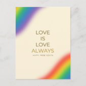 Liefde is altijd minimalistische regenboog briefkaart (Voorkant)