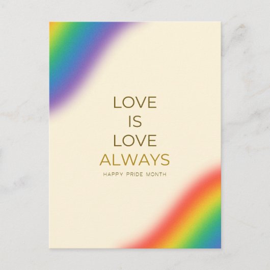 Liefde is altijd minimalistische regenboog briefkaart (Voorkant)