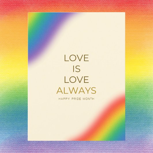 Liefde is altijd minimalistische regenboog briefkaart