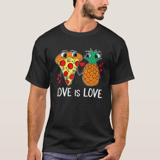Liefde is anananas Pizza verboden Hawaiian Fo T-shirt (Voorkant)