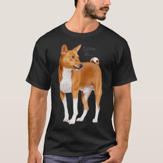 Liefde is Basenji Dog mam Pap Puppy Cute Pet Valen T-shirt (Voorkant)
