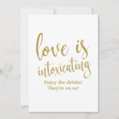 Liefde is bedwelmend goudkleurig weddenschap kaart (Voorkant)
