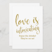 Liefde is bedwelmend goudkleurig weddenschap kaart (Voorkant / Achterkant)