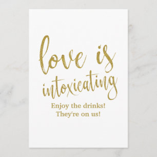 Liefde is bedwelmend goudkleurig weddenschap kaart