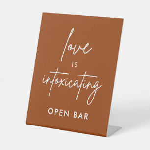 Liefde is bedwelmend Terracotta Open Bar Reclamebord Met Voetstuk