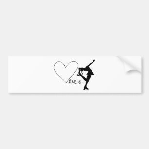 Liefde is beeldschaatsen, meisjesskater en hart bumpersticker