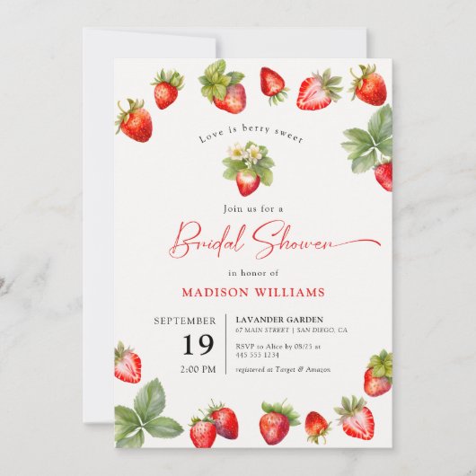 Liefde is Berry Sweet Vrijgezellenfeest Aardbei Kaart (Voorkant)